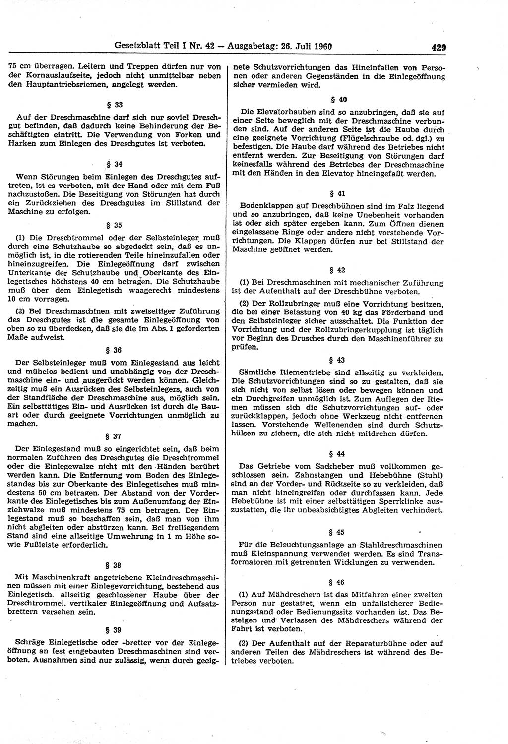 Gesetzblatt (GBl.) der Deutschen Demokratischen Republik (DDR) Teil Ⅰ 1960, Seite 429 (GBl. DDR Ⅰ 1960, S. 429)