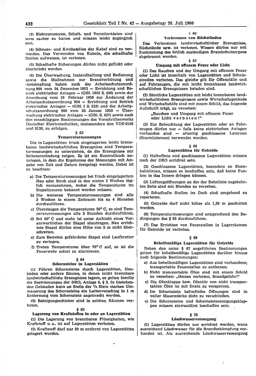 Gesetzblatt (GBl.) der Deutschen Demokratischen Republik (DDR) Teil â… 1960, Seite 432 (GBl. DDR â… 1960, S. 432)