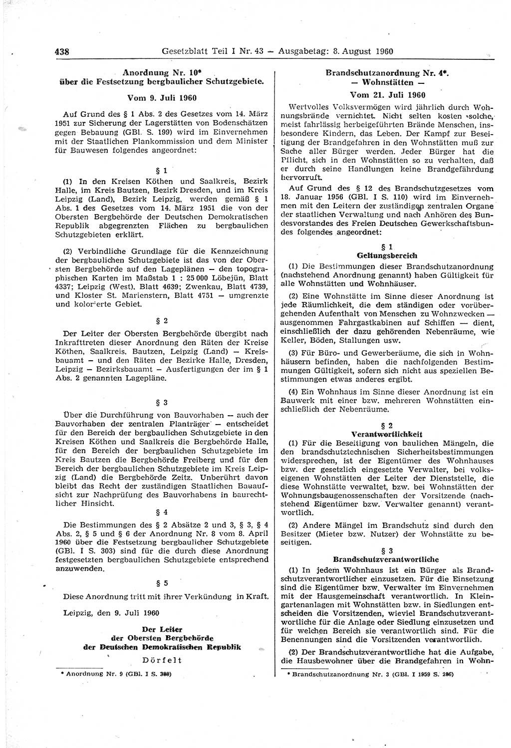 Gesetzblatt (GBl.) der Deutschen Demokratischen Republik (DDR) Teil Ⅰ 1960, Seite 438 (GBl. DDR Ⅰ 1960, S. 438)