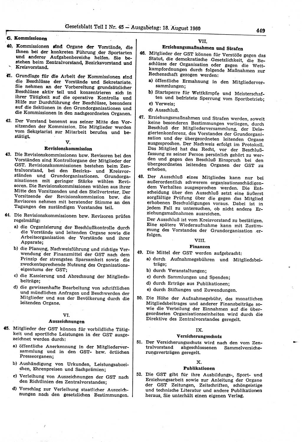 Gesetzblatt (GBl.) der Deutschen Demokratischen Republik (DDR) Teil Ⅰ 1960, Seite 449 (GBl. DDR Ⅰ 1960, S. 449)