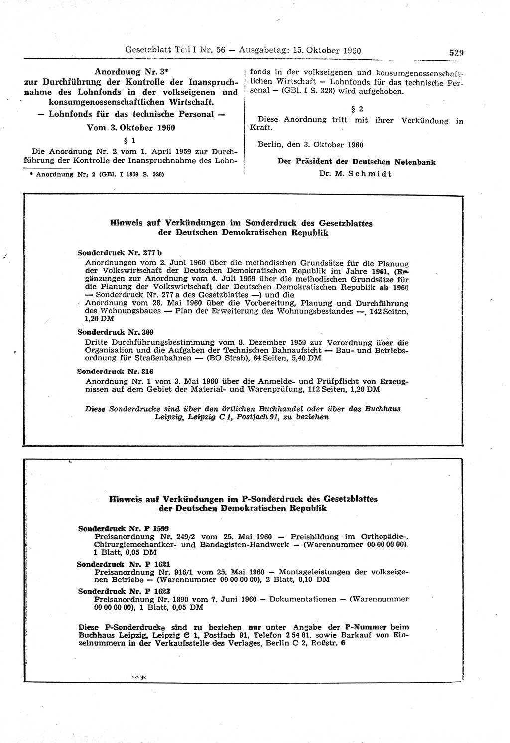 Gesetzblatt (GBl.) der Deutschen Demokratischen Republik (DDR) Teil Ⅰ 1960, Seite 529 (GBl. DDR Ⅰ 1960, S. 529)