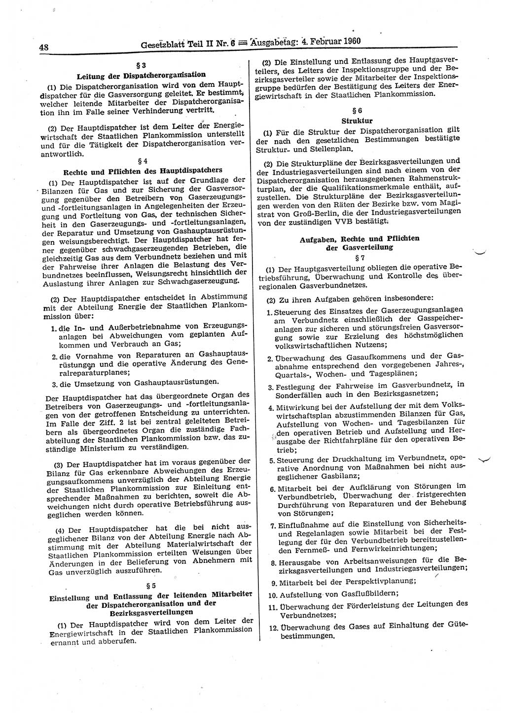Gesetzblatt (GBl.) der Deutschen Demokratischen Republik (DDR) Teil ⅠⅠ 1960, Seite 48 (GBl. DDR ⅠⅠ 1960, S. 48)
