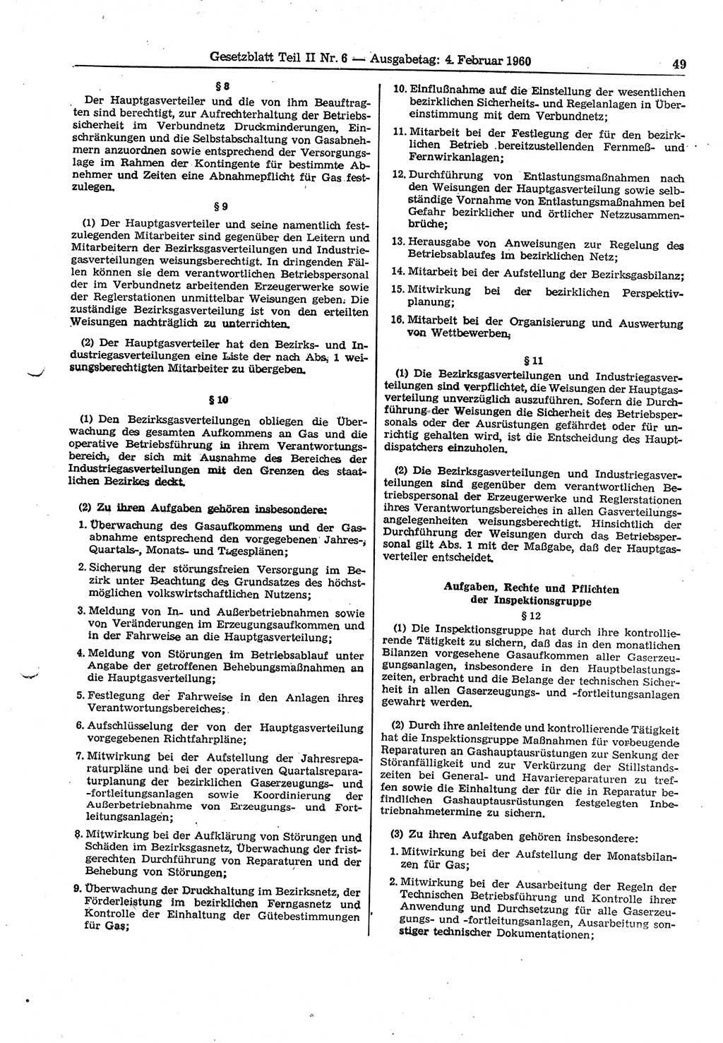 Gesetzblatt (GBl.) der Deutschen Demokratischen Republik (DDR) Teil â… â… 1960, Seite 49 (GBl. DDR â… â… 1960, S. 49)