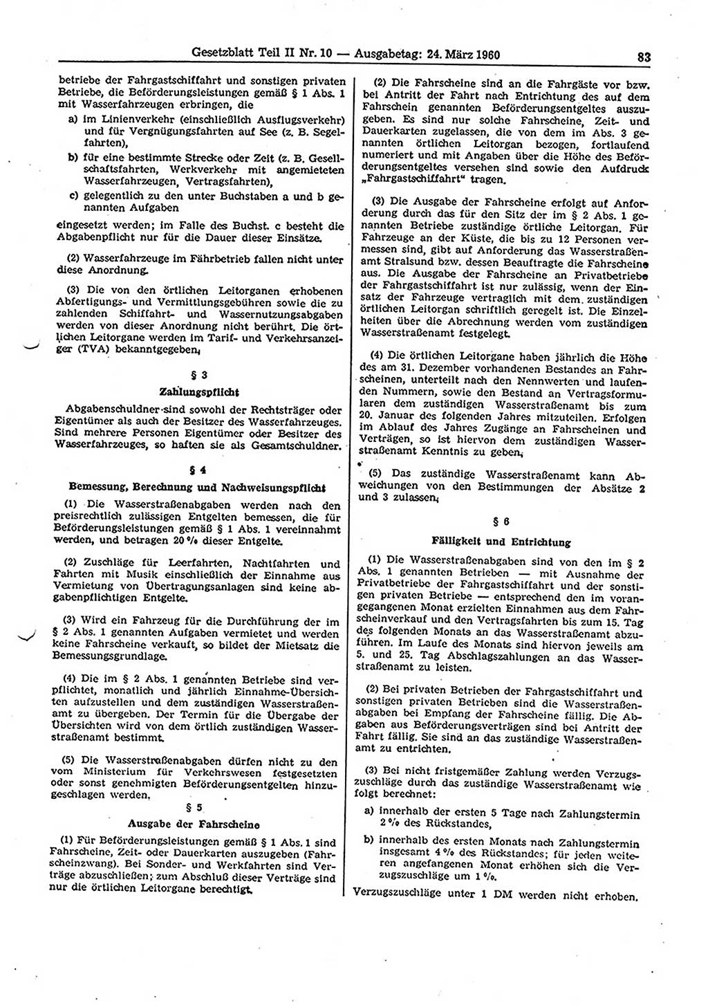 Gesetzblatt (GBl.) der Deutschen Demokratischen Republik (DDR) Teil ⅠⅠ 1960, Seite 83 (GBl. DDR ⅠⅠ 1960, S. 83)