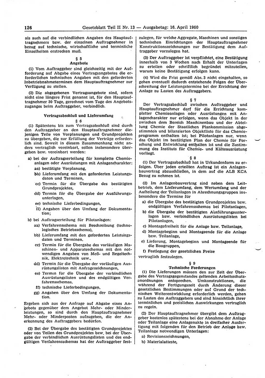 Gesetzblatt (GBl.) der Deutschen Demokratischen Republik (DDR) Teil ⅠⅠ 1960, Seite 126 (GBl. DDR ⅠⅠ 1960, S. 126)