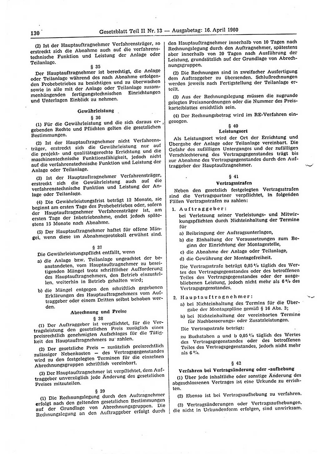 Gesetzblatt (GBl.) der Deutschen Demokratischen Republik (DDR) Teil ⅠⅠ 1960, Seite 130 (GBl. DDR ⅠⅠ 1960, S. 130)