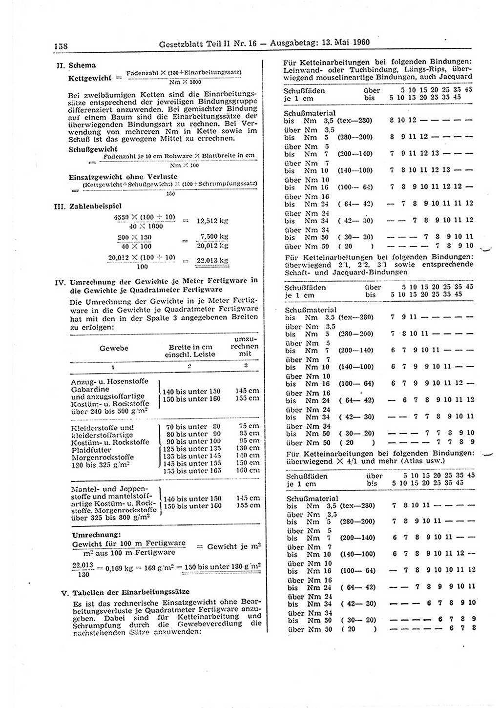 Gesetzblatt (GBl.) der Deutschen Demokratischen Republik (DDR) Teil ⅠⅠ 1960, Seite 158 (GBl. DDR ⅠⅠ 1960, S. 158)