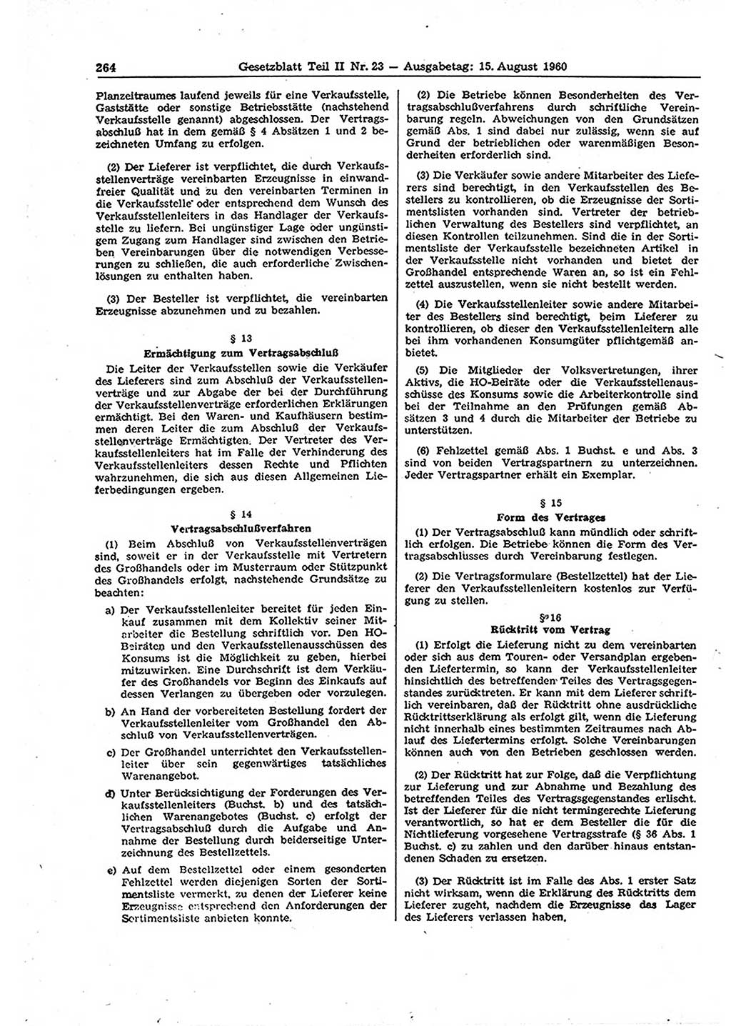 Gesetzblatt (GBl.) der Deutschen Demokratischen Republik (DDR) Teil ⅠⅠ 1960, Seite 264 (GBl. DDR ⅠⅠ 1960, S. 264)