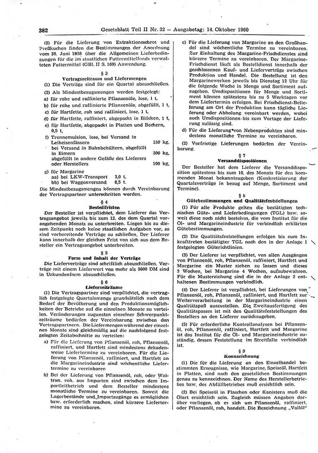 Gesetzblatt (GBl.) der Deutschen Demokratischen Republik (DDR) Teil ⅠⅠ 1960, Seite 382 (GBl. DDR ⅠⅠ 1960, S. 382)