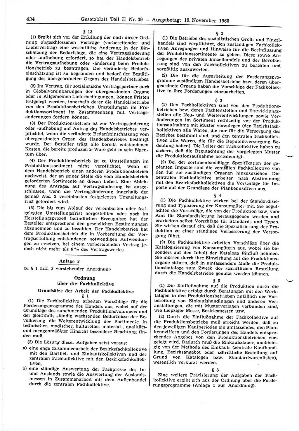 Gesetzblatt (GBl.) der Deutschen Demokratischen Republik (DDR) Teil ⅠⅠ 1960, Seite 434 (GBl. DDR ⅠⅠ 1960, S. 434)