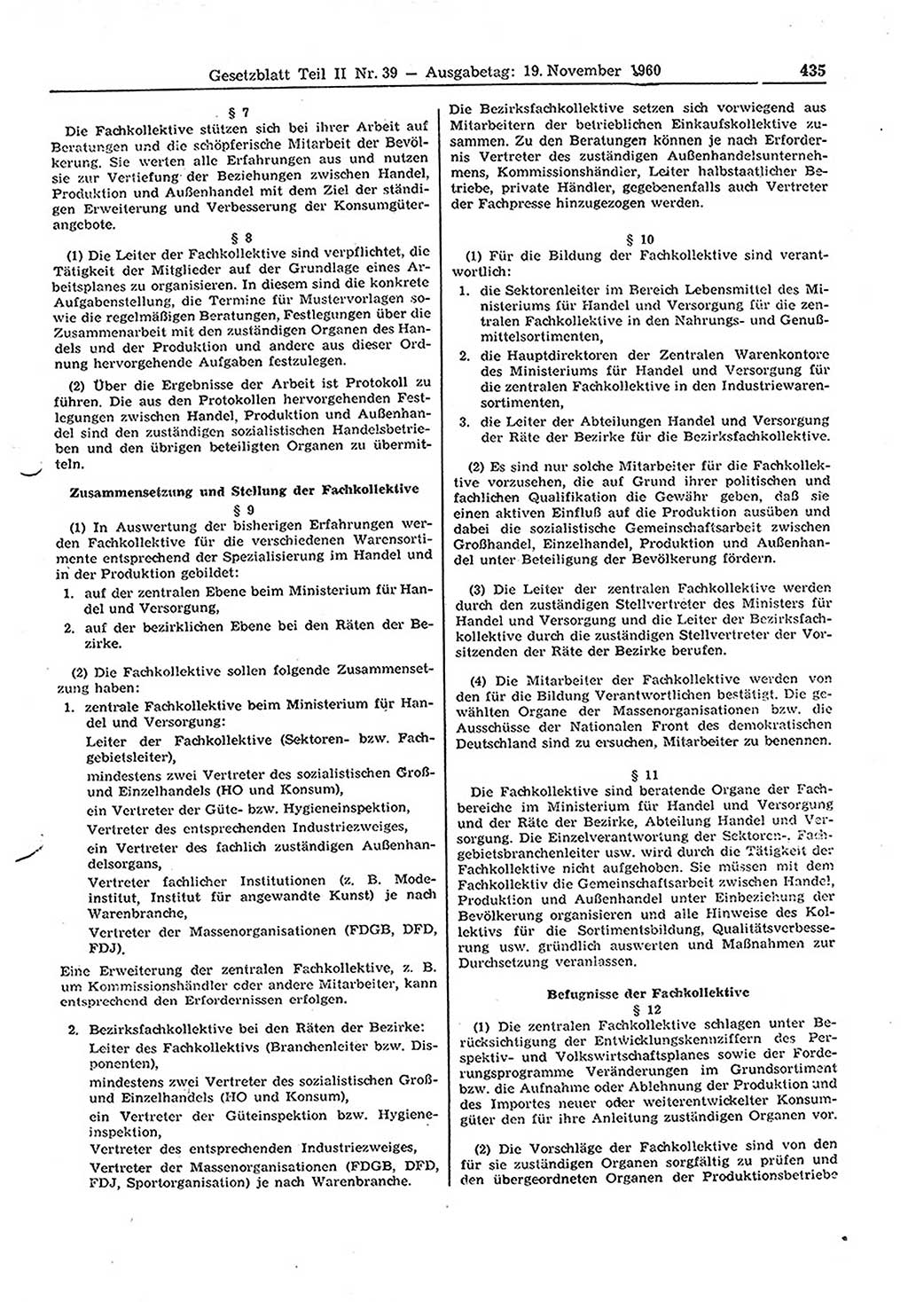 Gesetzblatt (GBl.) der Deutschen Demokratischen Republik (DDR) Teil ⅠⅠ 1960, Seite 435 (GBl. DDR ⅠⅠ 1960, S. 435)