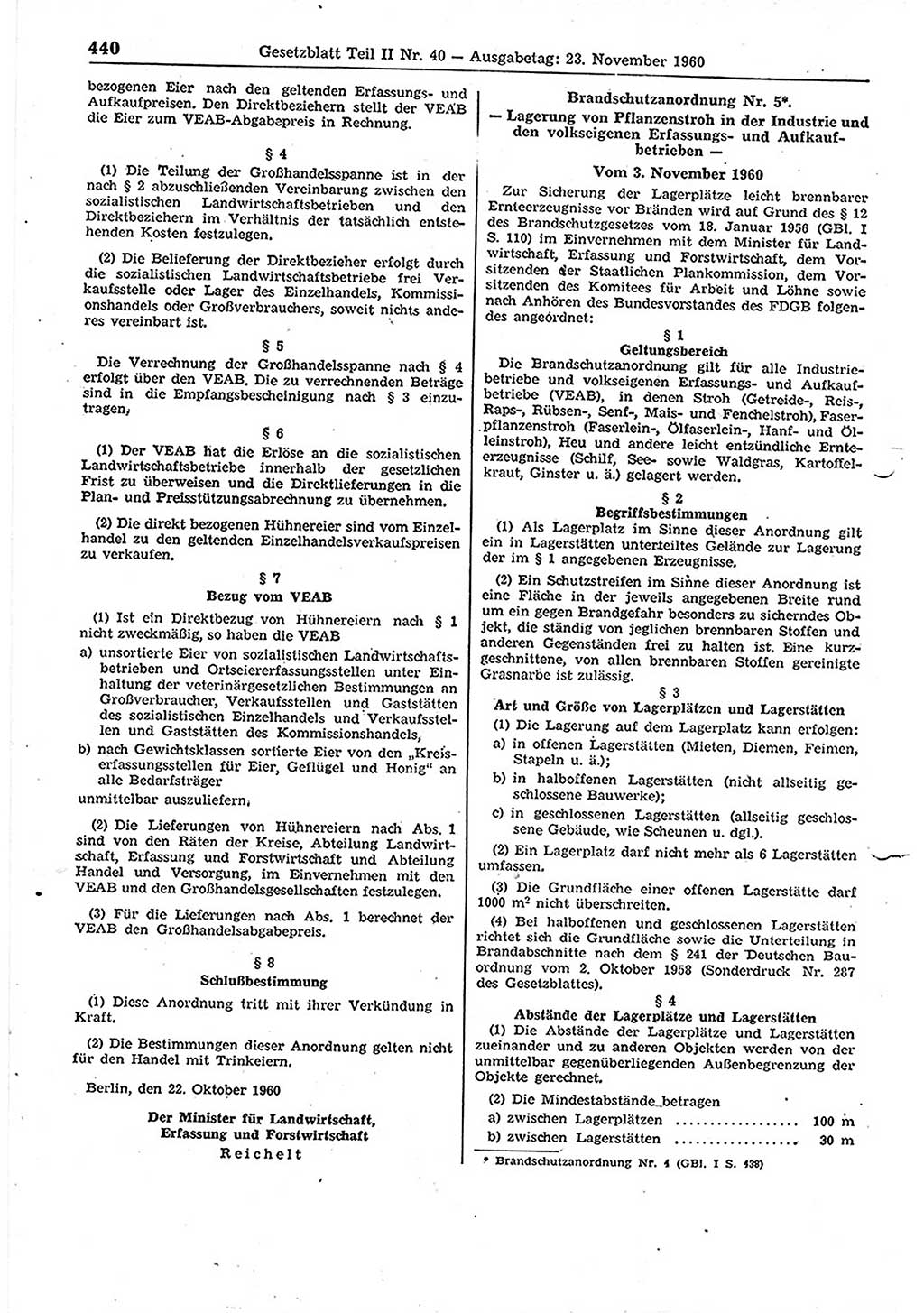 Gesetzblatt (GBl.) der Deutschen Demokratischen Republik (DDR) Teil ⅠⅠ 1960, Seite 440 (GBl. DDR ⅠⅠ 1960, S. 440)