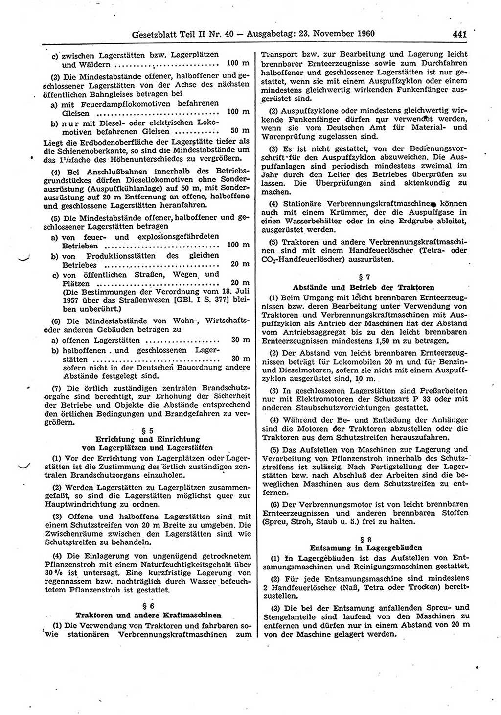 Gesetzblatt (GBl.) der Deutschen Demokratischen Republik (DDR) Teil ⅠⅠ 1960, Seite 441 (GBl. DDR ⅠⅠ 1960, S. 441)