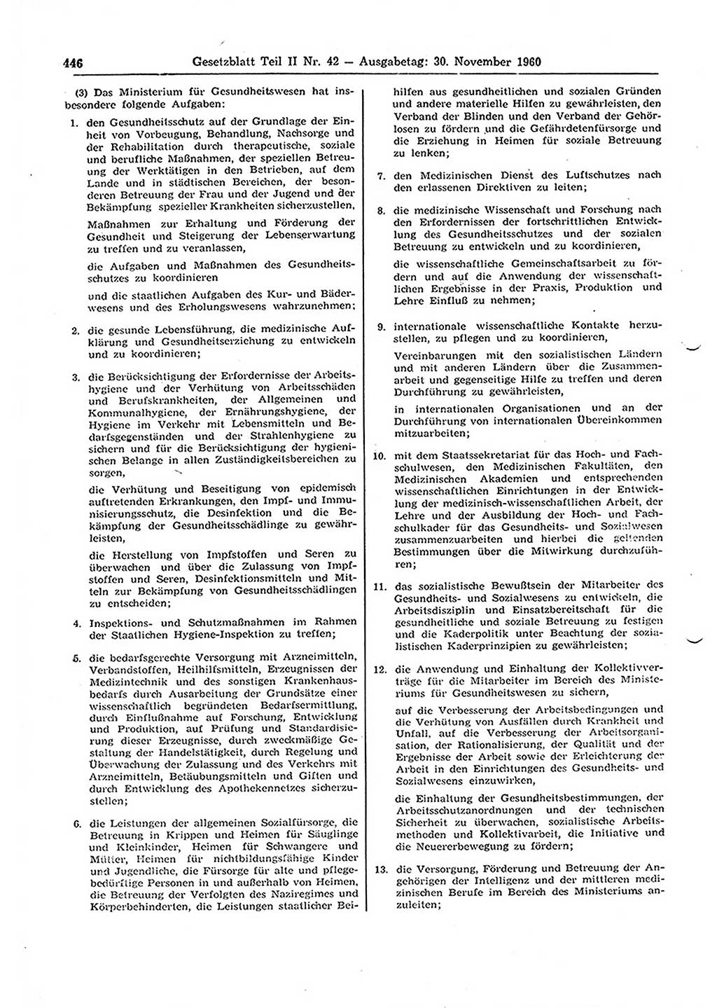 Gesetzblatt (GBl.) der Deutschen Demokratischen Republik (DDR) Teil ⅠⅠ 1960, Seite 446 (GBl. DDR ⅠⅠ 1960, S. 446)