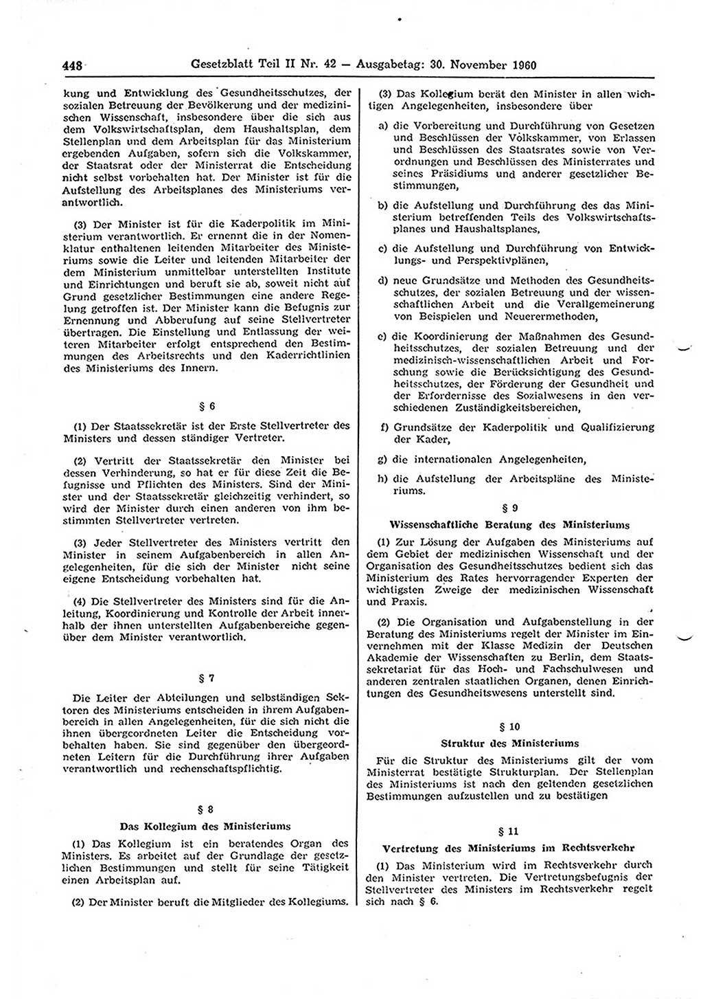 Gesetzblatt (GBl.) der Deutschen Demokratischen Republik (DDR) Teil ⅠⅠ 1960, Seite 448 (GBl. DDR ⅠⅠ 1960, S. 448)