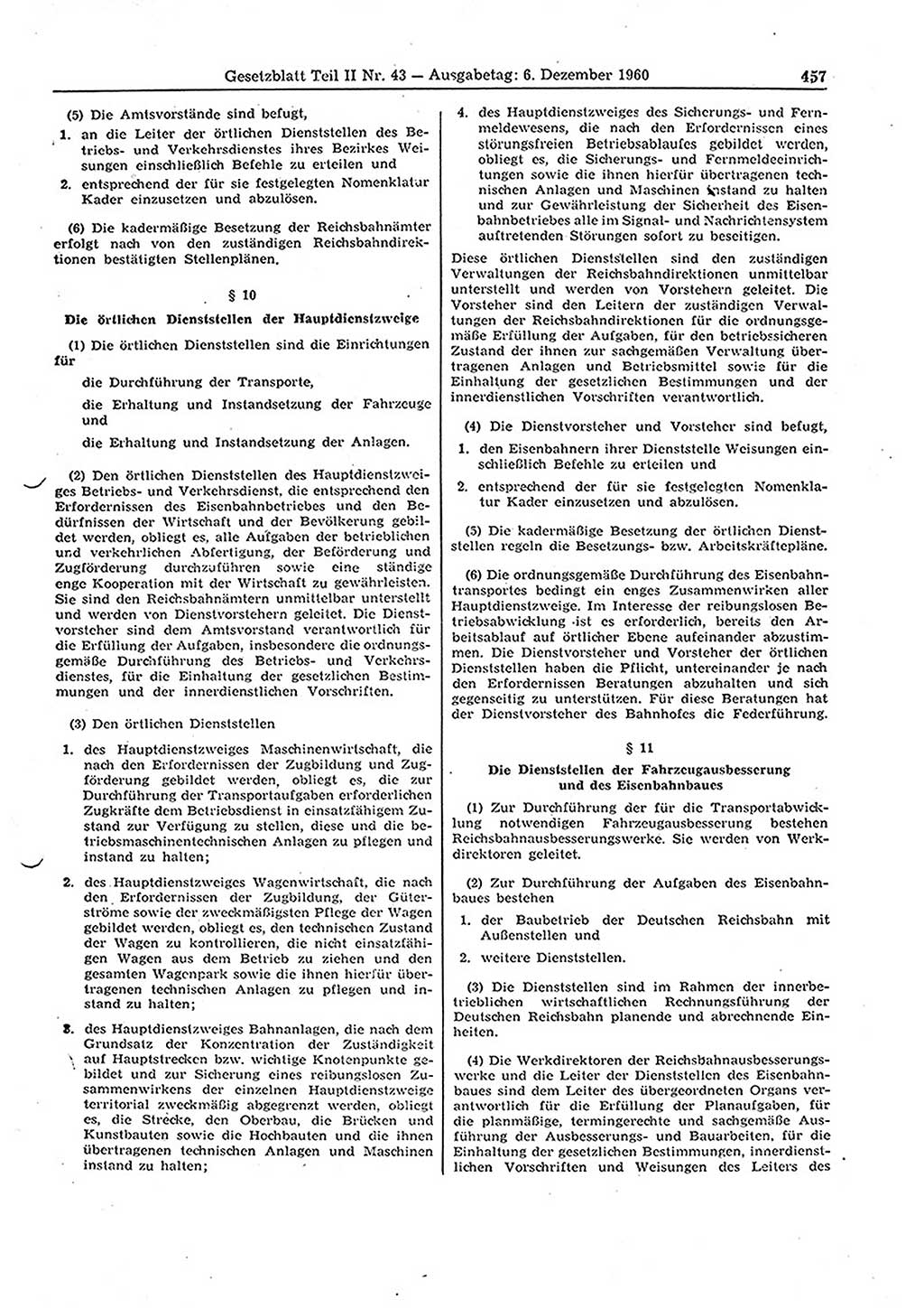 Gesetzblatt (GBl.) der Deutschen Demokratischen Republik (DDR) Teil ⅠⅠ 1960, Seite 457 (GBl. DDR ⅠⅠ 1960, S. 457)