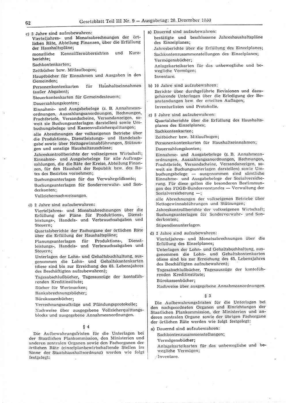 Gesetzblatt (GBl.) der Deutschen Demokratischen Republik (DDR) Teil ⅠⅠⅠ 1960, Seite 62 (GBl. DDR ⅠⅠⅠ 1960, S. 62)