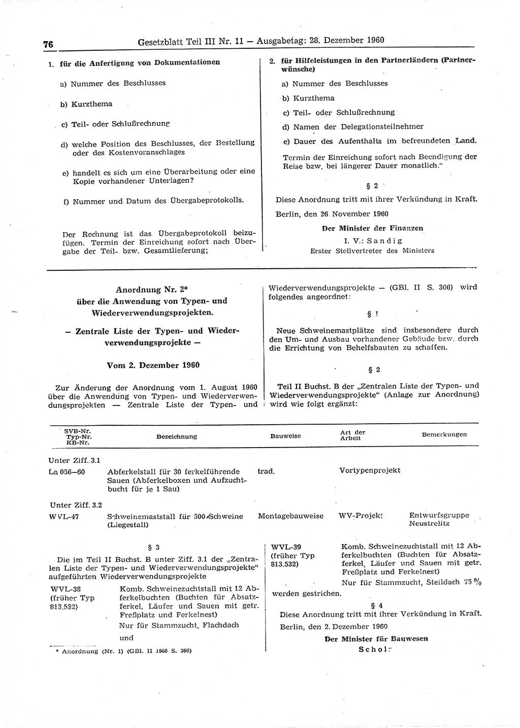 Gesetzblatt (GBl.) der Deutschen Demokratischen Republik (DDR) Teil ⅠⅠⅠ 1960, Seite 76 (GBl. DDR ⅠⅠⅠ 1960, S. 76)