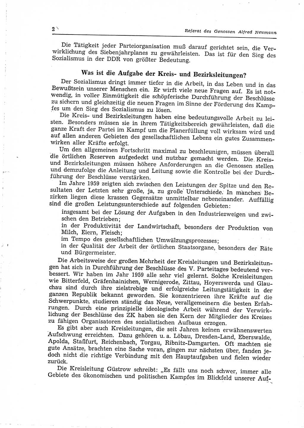 Neuer Weg (NW), Organ des Zentralkomitees (ZK) der SED (Sozialistische Einheitspartei Deutschlands) für Fragen des Parteilebens, 15. Jahrgang [Deutsche Demokratische Republik (DDR)] 1960, Seite 2 (NW ZK SED DDR 1960, S. 2)