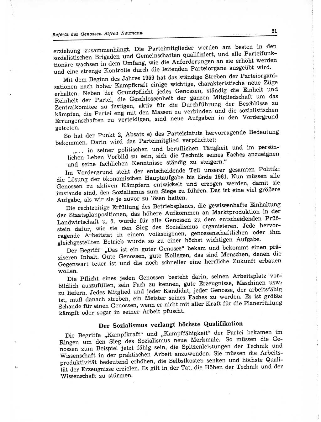 Neuer Weg (NW), Organ des Zentralkomitees (ZK) der SED (Sozialistische Einheitspartei Deutschlands) für Fragen des Parteilebens, 15. Jahrgang [Deutsche Demokratische Republik (DDR)] 1960, Seite 21 (NW ZK SED DDR 1960, S. 21)