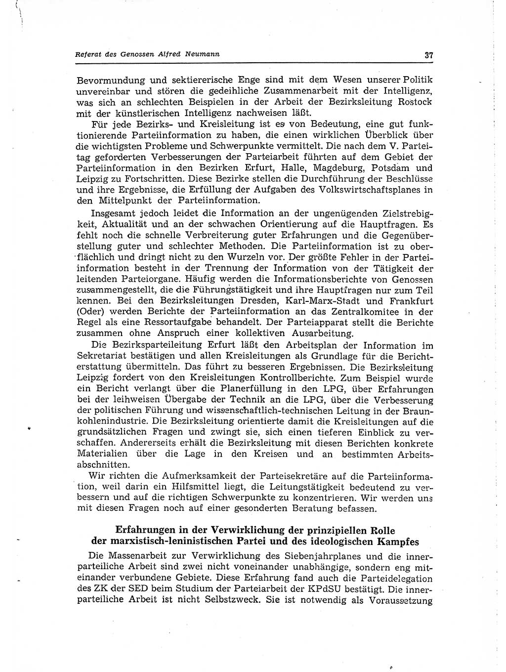 Neuer Weg (NW), Organ des Zentralkomitees (ZK) der SED (Sozialistische Einheitspartei Deutschlands) für Fragen des Parteilebens, 15. Jahrgang [Deutsche Demokratische Republik (DDR)] 1960, Seite 37 (NW ZK SED DDR 1960, S. 37)