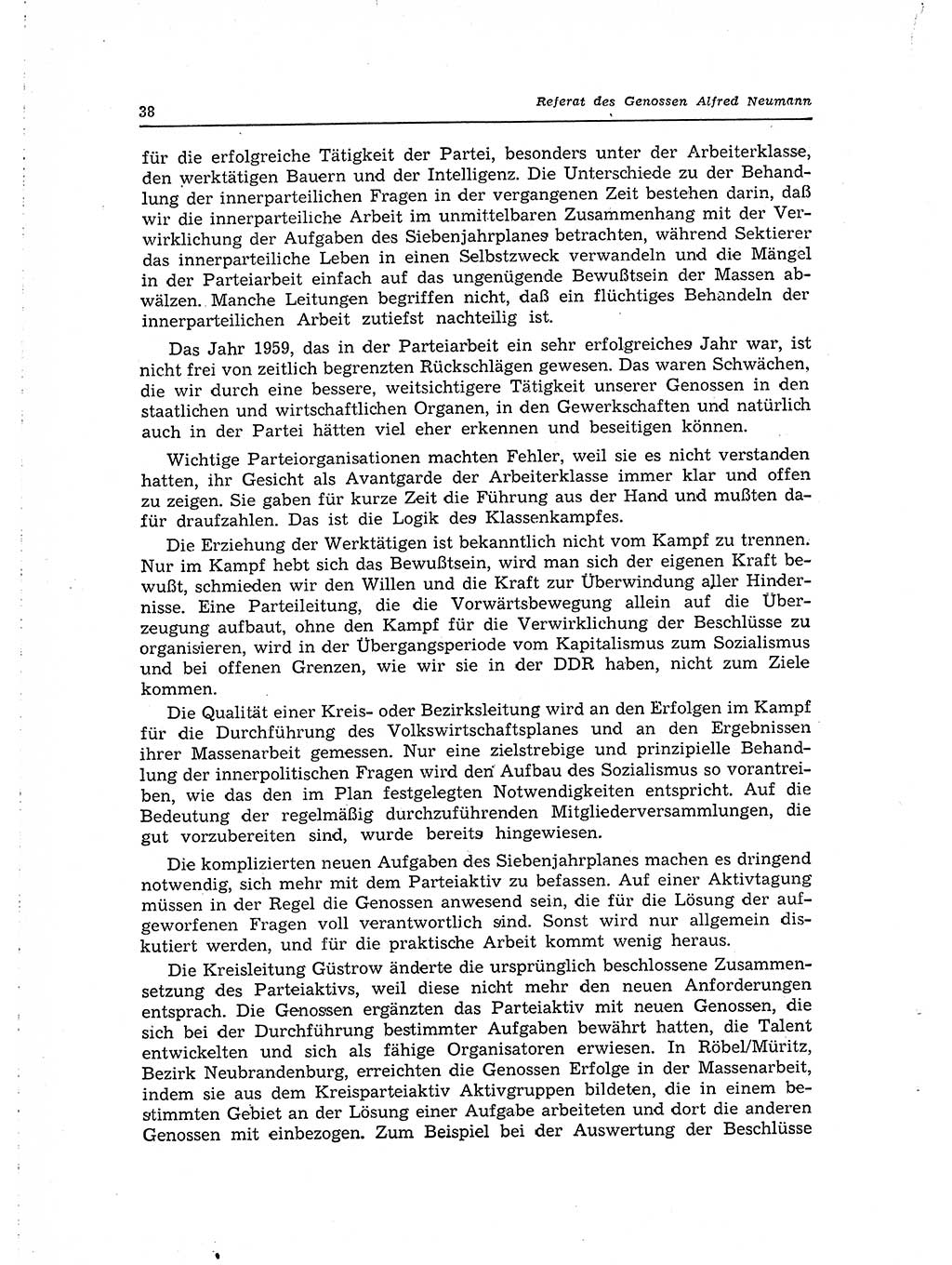 Neuer Weg (NW), Organ des Zentralkomitees (ZK) der SED (Sozialistische Einheitspartei Deutschlands) für Fragen des Parteilebens, 15. Jahrgang [Deutsche Demokratische Republik (DDR)] 1960, Seite 38 (NW ZK SED DDR 1960, S. 38)