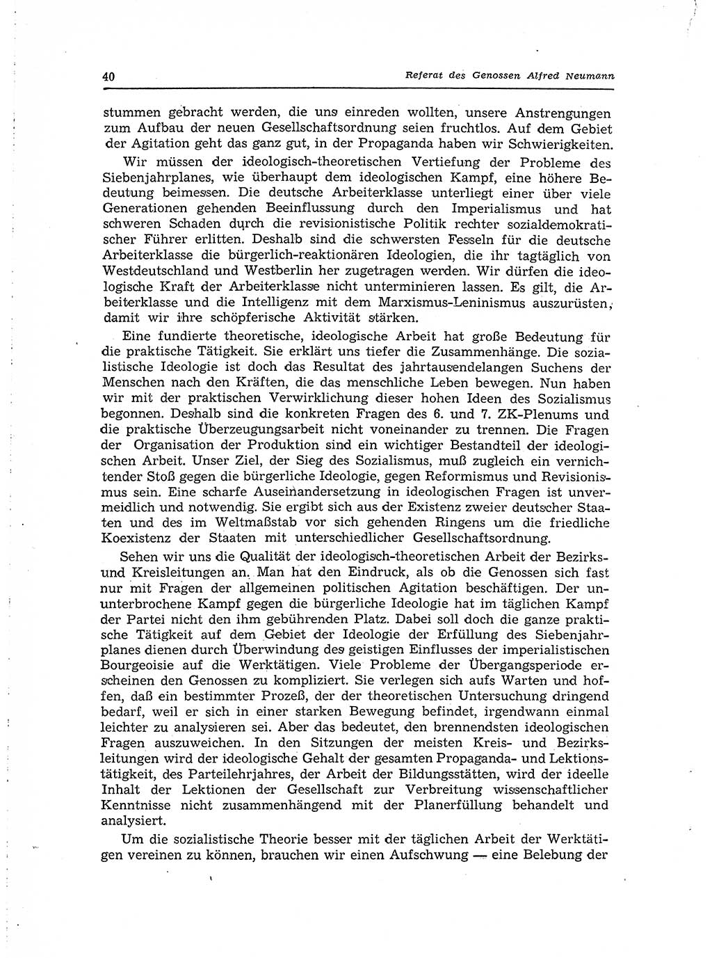 Neuer Weg (NW), Organ des Zentralkomitees (ZK) der SED (Sozialistische Einheitspartei Deutschlands) für Fragen des Parteilebens, 15. Jahrgang [Deutsche Demokratische Republik (DDR)] 1960, Seite 40 (NW ZK SED DDR 1960, S. 40)