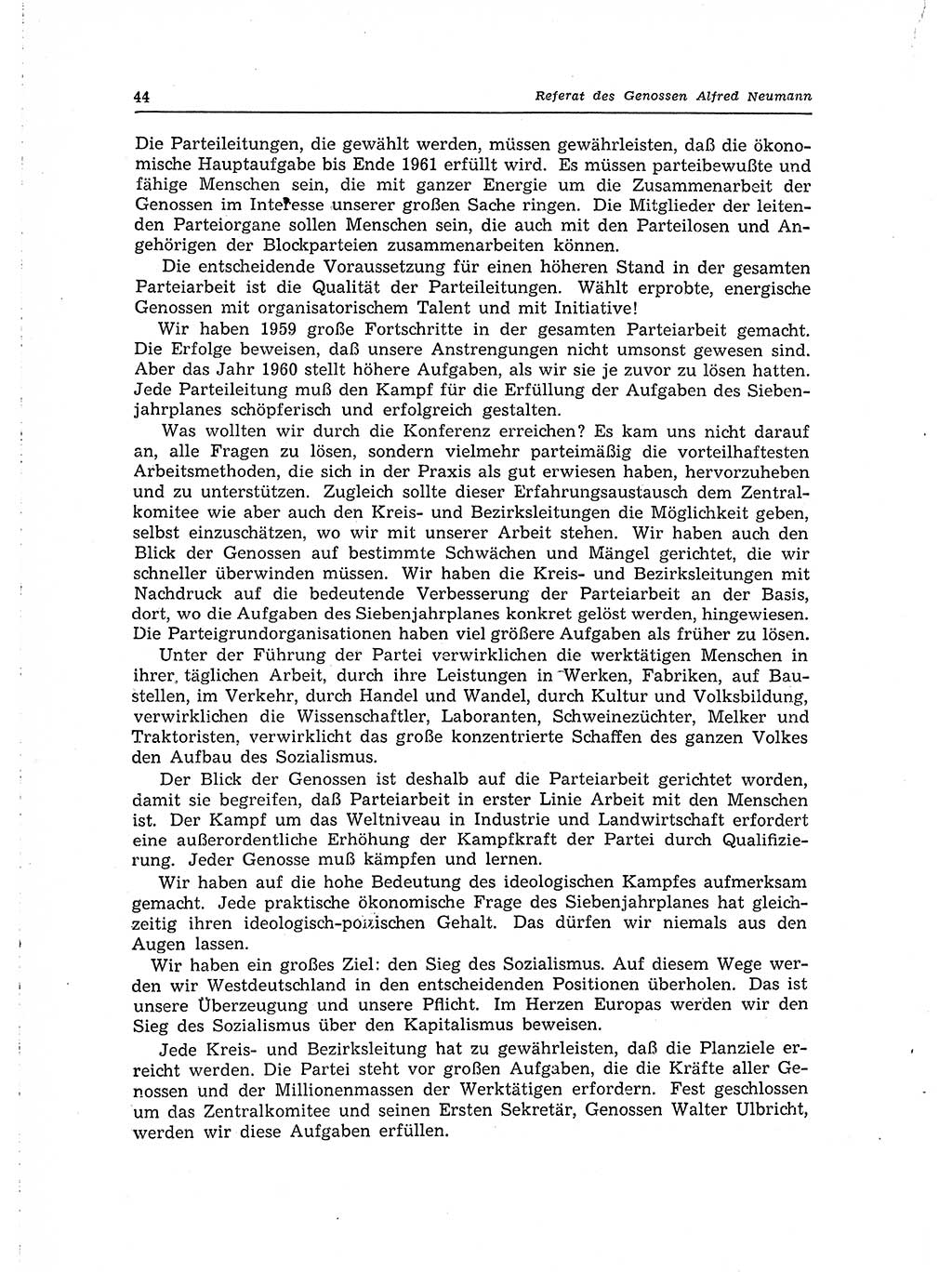 Neuer Weg (NW), Organ des Zentralkomitees (ZK) der SED (Sozialistische Einheitspartei Deutschlands) für Fragen des Parteilebens, 15. Jahrgang [Deutsche Demokratische Republik (DDR)] 1960, Seite 44 (NW ZK SED DDR 1960, S. 44)