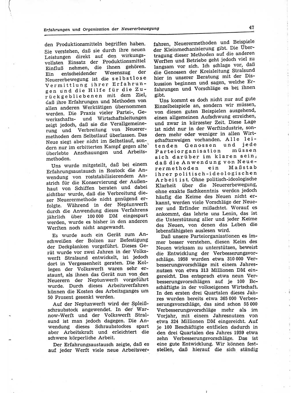 Neuer Weg (NW), Organ des Zentralkomitees (ZK) der SED (Sozialistische Einheitspartei Deutschlands) für Fragen des Parteilebens, 15. Jahrgang [Deutsche Demokratische Republik (DDR)] 1960, Seite 47 (NW ZK SED DDR 1960, S. 47)