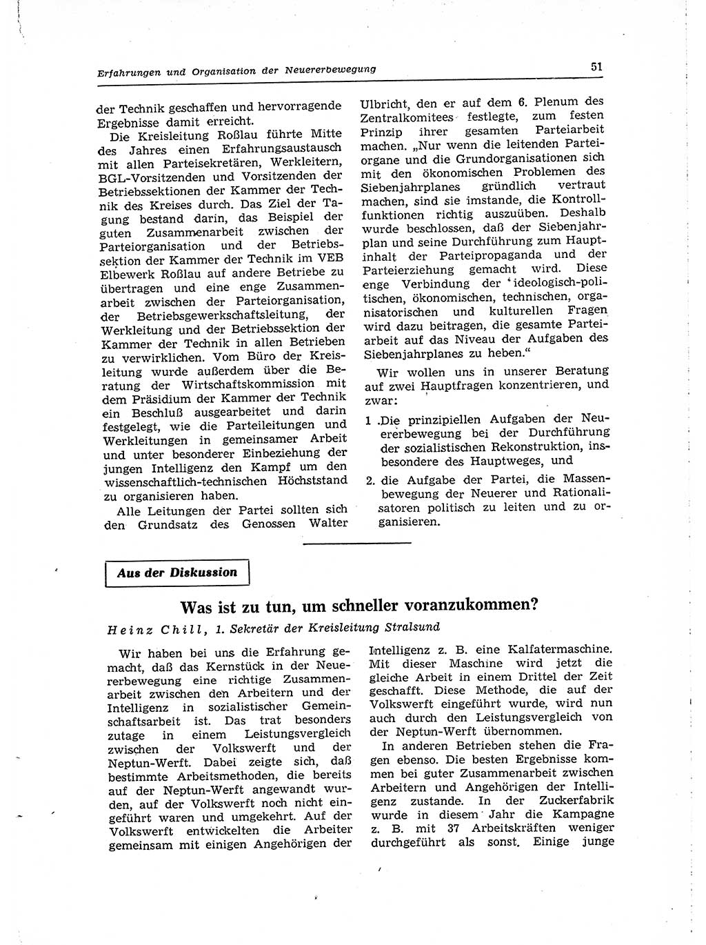 Neuer Weg (NW), Organ des Zentralkomitees (ZK) der SED (Sozialistische Einheitspartei Deutschlands) für Fragen des Parteilebens, 15. Jahrgang [Deutsche Demokratische Republik (DDR)] 1960, Seite 51 (NW ZK SED DDR 1960, S. 51)