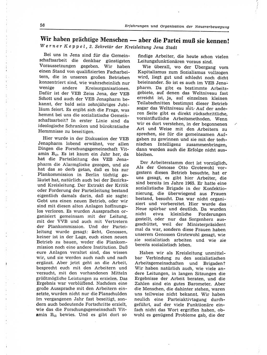 Neuer Weg (NW), Organ des Zentralkomitees (ZK) der SED (Sozialistische Einheitspartei Deutschlands) für Fragen des Parteilebens, 15. Jahrgang [Deutsche Demokratische Republik (DDR)] 1960, Seite 56 (NW ZK SED DDR 1960, S. 56)
