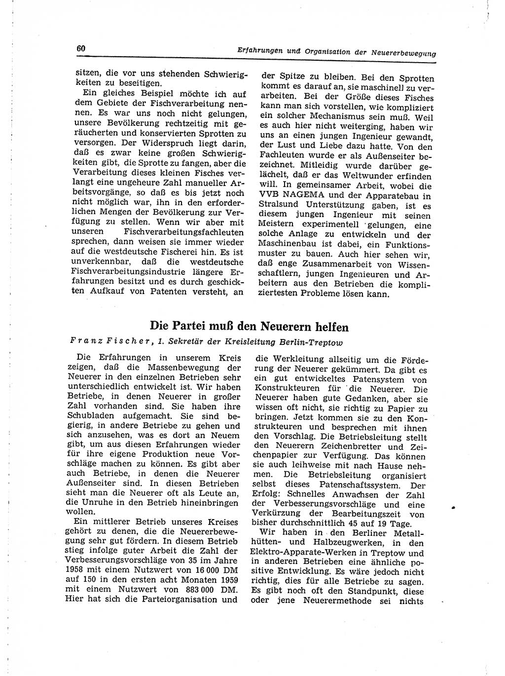 Neuer Weg (NW), Organ des Zentralkomitees (ZK) der SED (Sozialistische Einheitspartei Deutschlands) für Fragen des Parteilebens, 15. Jahrgang [Deutsche Demokratische Republik (DDR)] 1960, Seite 60 (NW ZK SED DDR 1960, S. 60)