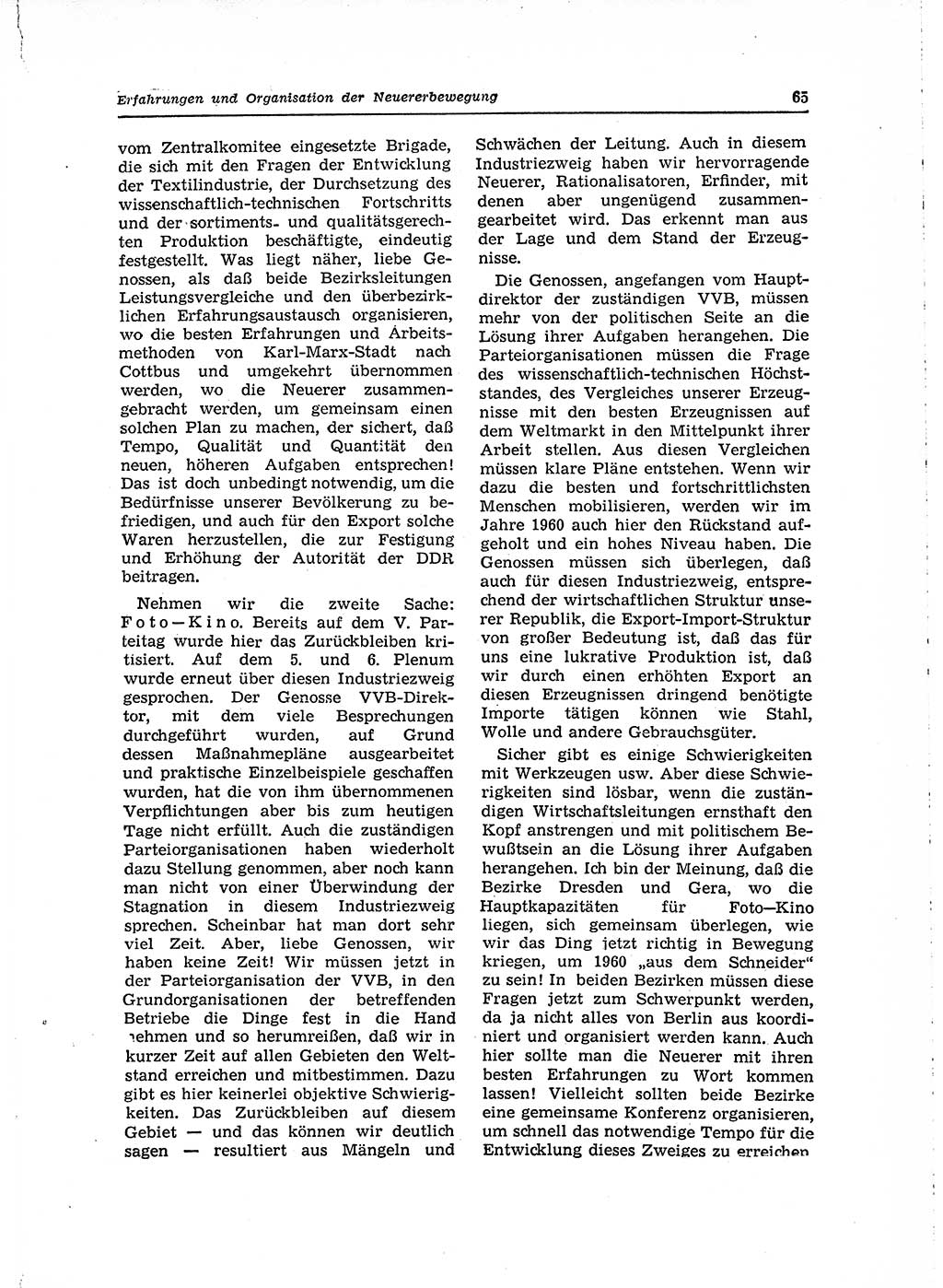 Neuer Weg (NW), Organ des Zentralkomitees (ZK) der SED (Sozialistische Einheitspartei Deutschlands) für Fragen des Parteilebens, 15. Jahrgang [Deutsche Demokratische Republik (DDR)] 1960, Seite 65 (NW ZK SED DDR 1960, S. 65)