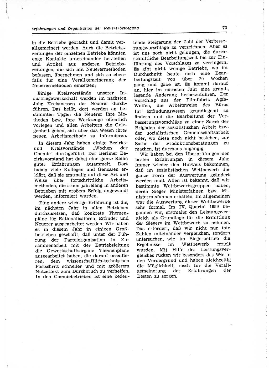 Neuer Weg (NW), Organ des Zentralkomitees (ZK) der SED (Sozialistische Einheitspartei Deutschlands) für Fragen des Parteilebens, 15. Jahrgang [Deutsche Demokratische Republik (DDR)] 1960, Seite 73 (NW ZK SED DDR 1960, S. 73)