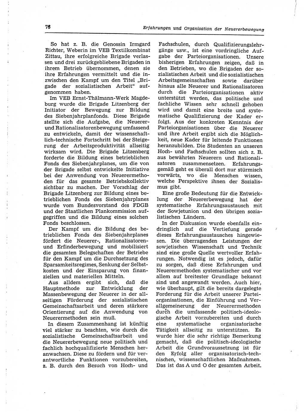 Neuer Weg (NW), Organ des Zentralkomitees (ZK) der SED (Sozialistische Einheitspartei Deutschlands) für Fragen des Parteilebens, 15. Jahrgang [Deutsche Demokratische Republik (DDR)] 1960, Seite 76 (NW ZK SED DDR 1960, S. 76)