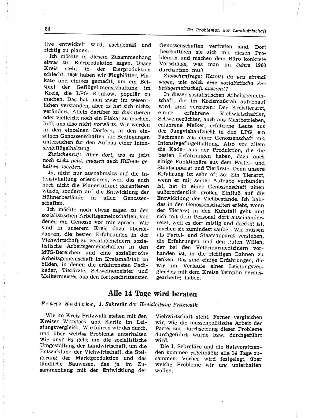 Neuer Weg (NW), Organ des Zentralkomitees (ZK) der SED (Sozialistische Einheitspartei Deutschlands) für Fragen des Parteilebens, 15. Jahrgang [Deutsche Demokratische Republik (DDR)] 1960, Seite 84 (NW ZK SED DDR 1960, S. 84)