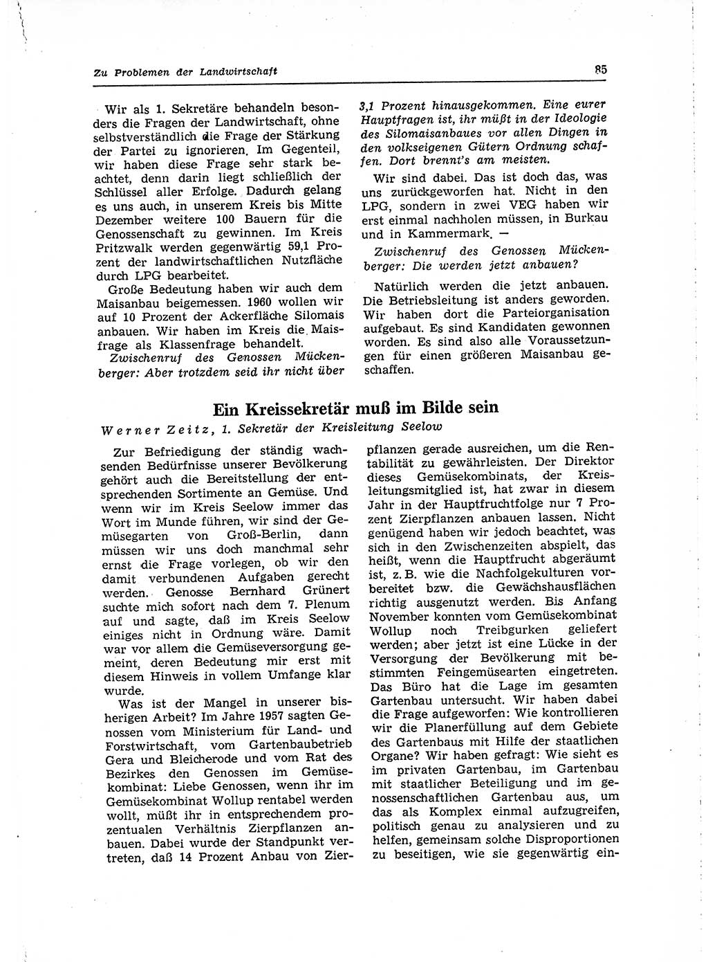 Neuer Weg (NW), Organ des Zentralkomitees (ZK) der SED (Sozialistische Einheitspartei Deutschlands) für Fragen des Parteilebens, 15. Jahrgang [Deutsche Demokratische Republik (DDR)] 1960, Seite 85 (NW ZK SED DDR 1960, S. 85)