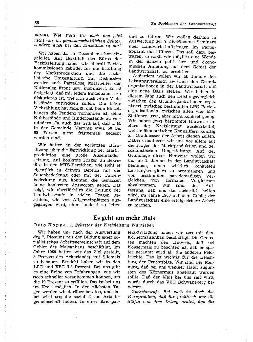 Neuer Weg (NW), Organ des Zentralkomitees (ZK) der SED (Sozialistische Einheitspartei Deutschlands) für Fragen des Parteilebens, 15. Jahrgang [Deutsche Demokratische Republik (DDR)] 1960, Seite 88 (NW ZK SED DDR 1960, S. 88)