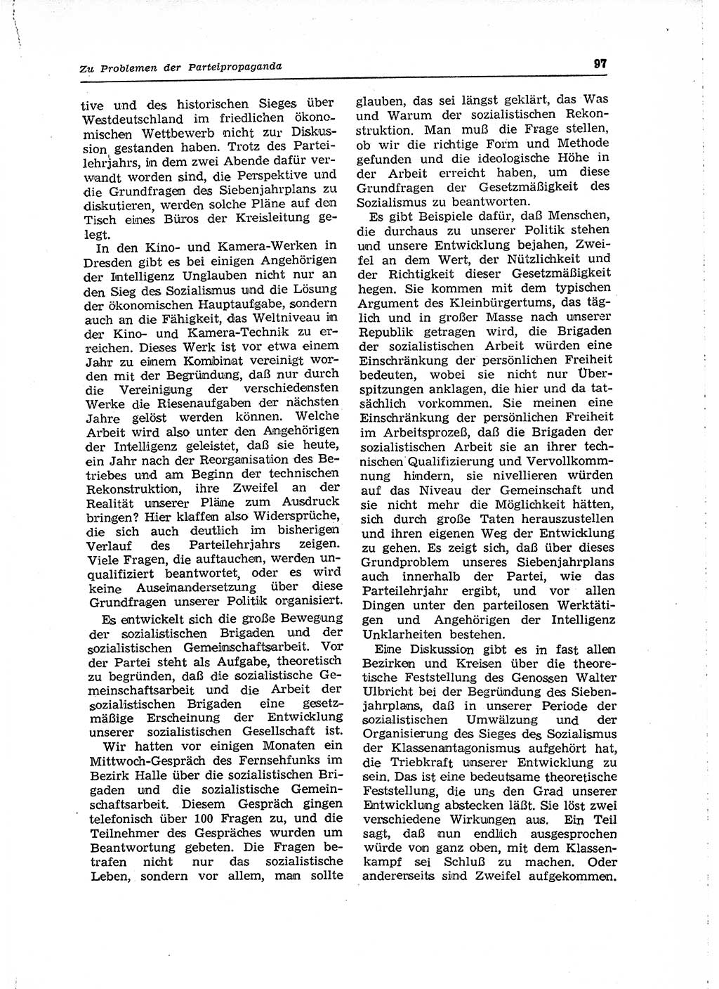 Neuer Weg (NW), Organ des Zentralkomitees (ZK) der SED (Sozialistische Einheitspartei Deutschlands) für Fragen des Parteilebens, 15. Jahrgang [Deutsche Demokratische Republik (DDR)] 1960, Seite 97 (NW ZK SED DDR 1960, S. 97)