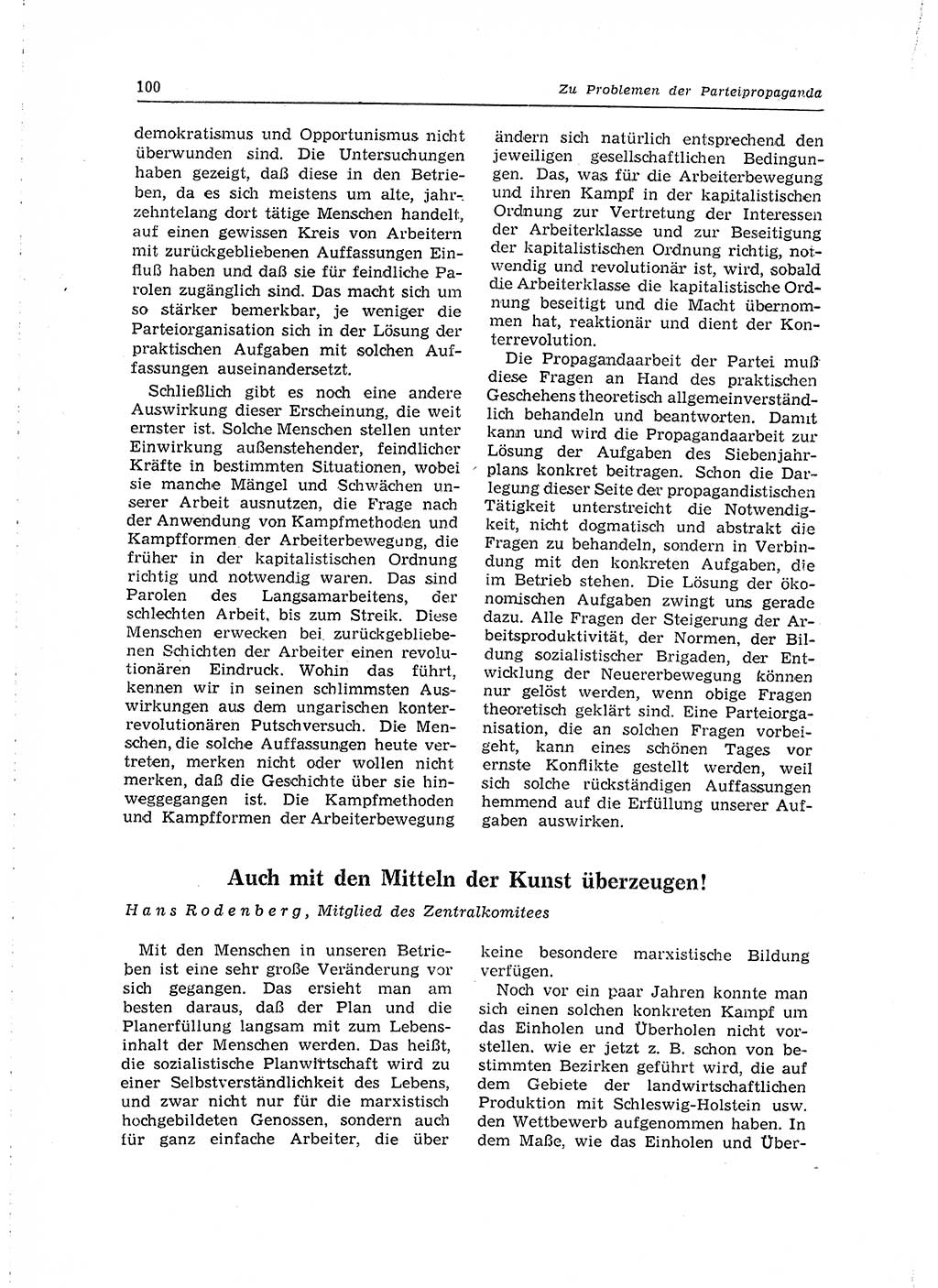 Neuer Weg (NW), Organ des Zentralkomitees (ZK) der SED (Sozialistische Einheitspartei Deutschlands) für Fragen des Parteilebens, 15. Jahrgang [Deutsche Demokratische Republik (DDR)] 1960, Seite 100 (NW ZK SED DDR 1960, S. 100)