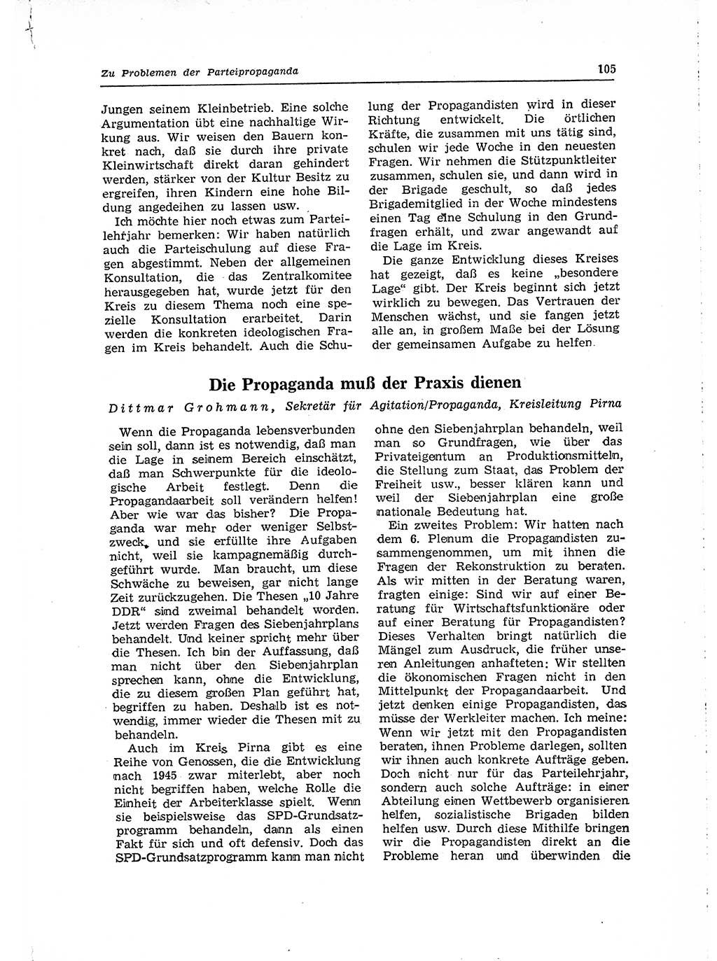 Neuer Weg (NW), Organ des Zentralkomitees (ZK) der SED (Sozialistische Einheitspartei Deutschlands) für Fragen des Parteilebens, 15. Jahrgang [Deutsche Demokratische Republik (DDR)] 1960, Seite 105 (NW ZK SED DDR 1960, S. 105)
