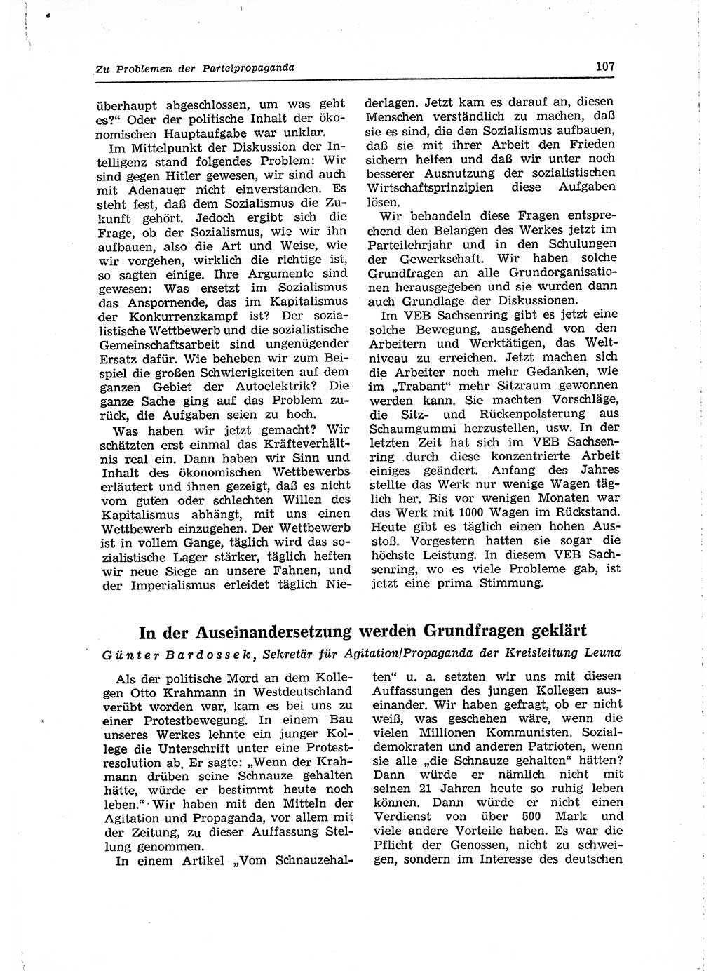 Neuer Weg (NW), Organ des Zentralkomitees (ZK) der SED (Sozialistische Einheitspartei Deutschlands) für Fragen des Parteilebens, 15. Jahrgang [Deutsche Demokratische Republik (DDR)] 1960, Seite 107 (NW ZK SED DDR 1960, S. 107)