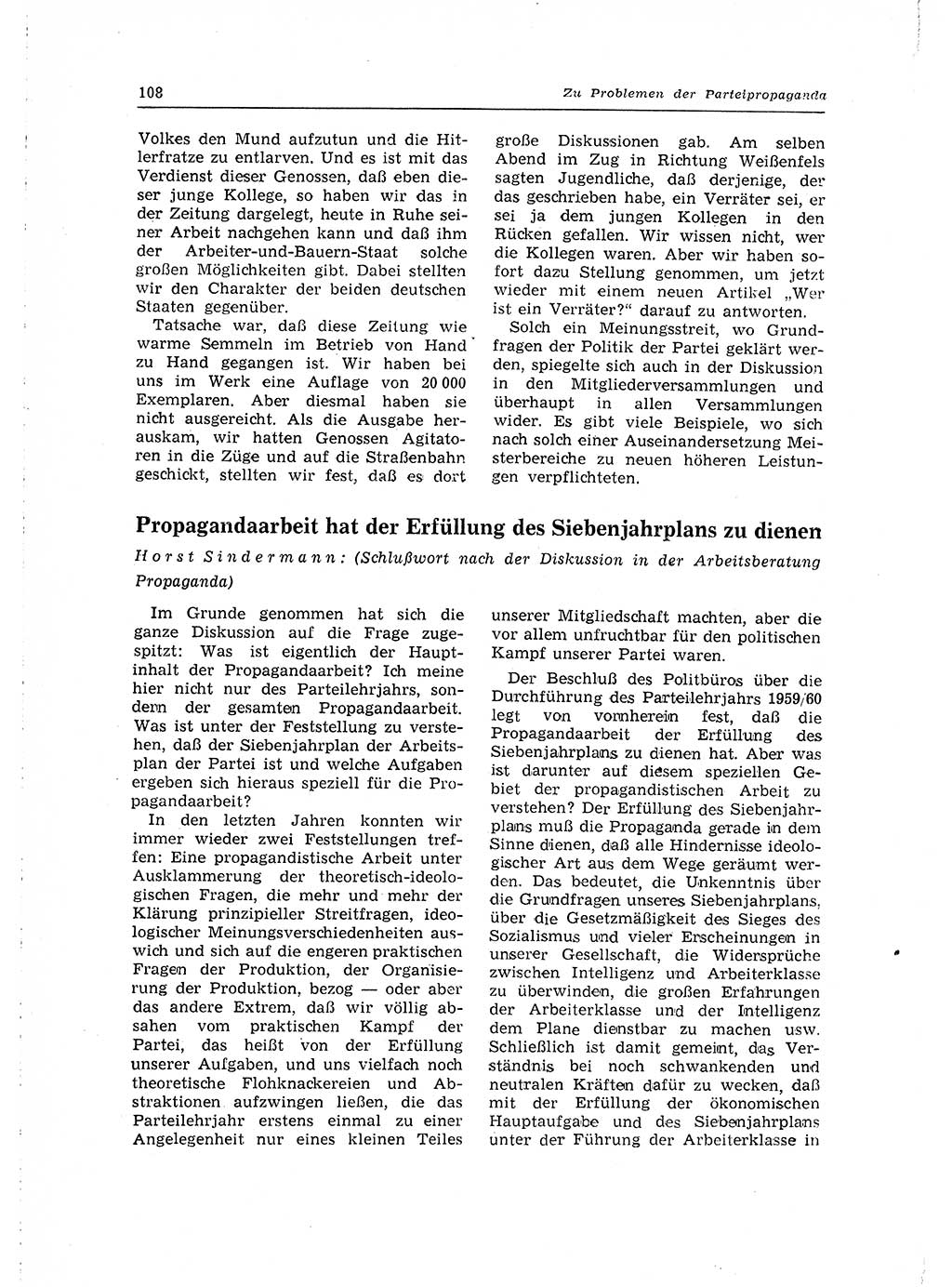 Neuer Weg (NW), Organ des Zentralkomitees (ZK) der SED (Sozialistische Einheitspartei Deutschlands) für Fragen des Parteilebens, 15. Jahrgang [Deutsche Demokratische Republik (DDR)] 1960, Seite 108 (NW ZK SED DDR 1960, S. 108)