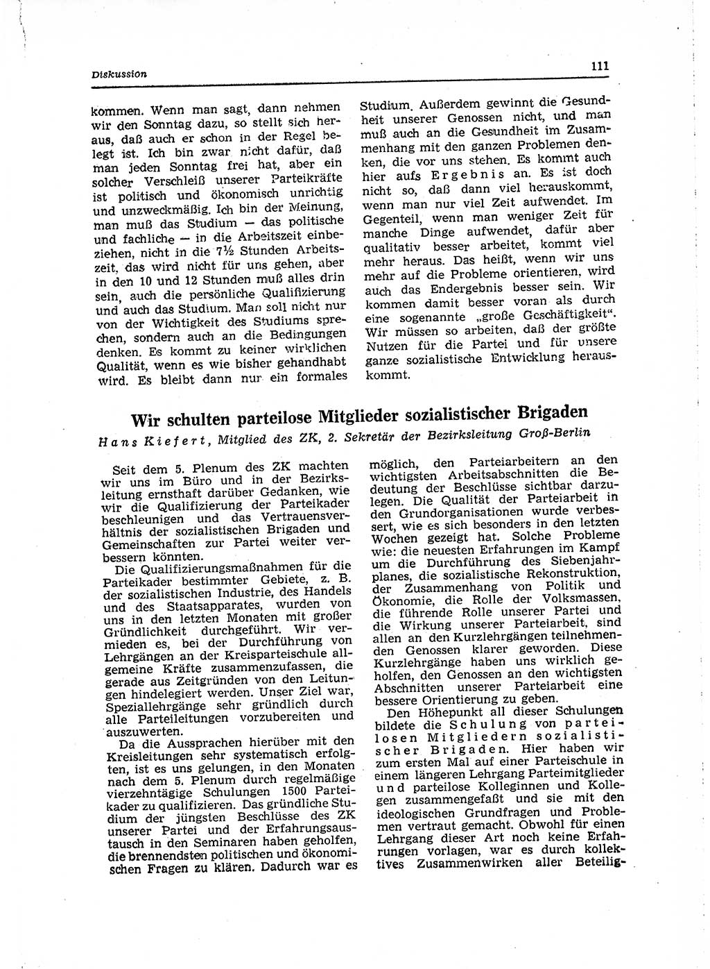 Neuer Weg (NW), Organ des Zentralkomitees (ZK) der SED (Sozialistische Einheitspartei Deutschlands) für Fragen des Parteilebens, 15. Jahrgang [Deutsche Demokratische Republik (DDR)] 1960, Seite 111 (NW ZK SED DDR 1960, S. 111)