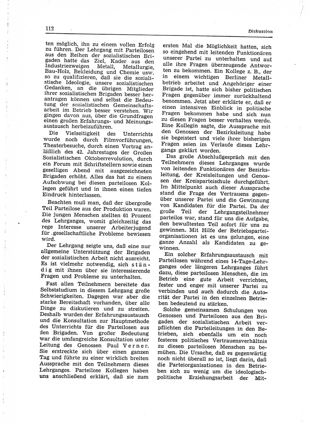 Neuer Weg (NW), Organ des Zentralkomitees (ZK) der SED (Sozialistische Einheitspartei Deutschlands) für Fragen des Parteilebens, 15. Jahrgang [Deutsche Demokratische Republik (DDR)] 1960, Seite 112 (NW ZK SED DDR 1960, S. 112)