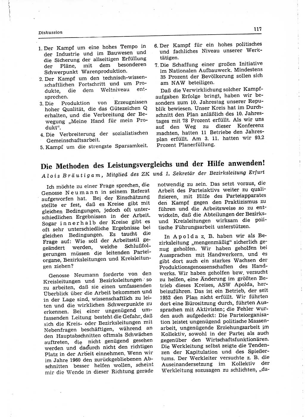 Neuer Weg (NW), Organ des Zentralkomitees (ZK) der SED (Sozialistische Einheitspartei Deutschlands) für Fragen des Parteilebens, 15. Jahrgang [Deutsche Demokratische Republik (DDR)] 1960, Seite 117 (NW ZK SED DDR 1960, S. 117)