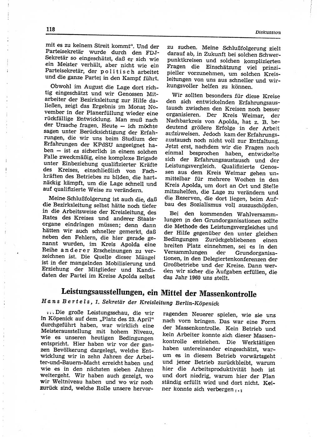 Neuer Weg (NW), Organ des Zentralkomitees (ZK) der SED (Sozialistische Einheitspartei Deutschlands) für Fragen des Parteilebens, 15. Jahrgang [Deutsche Demokratische Republik (DDR)] 1960, Seite 118 (NW ZK SED DDR 1960, S. 118)