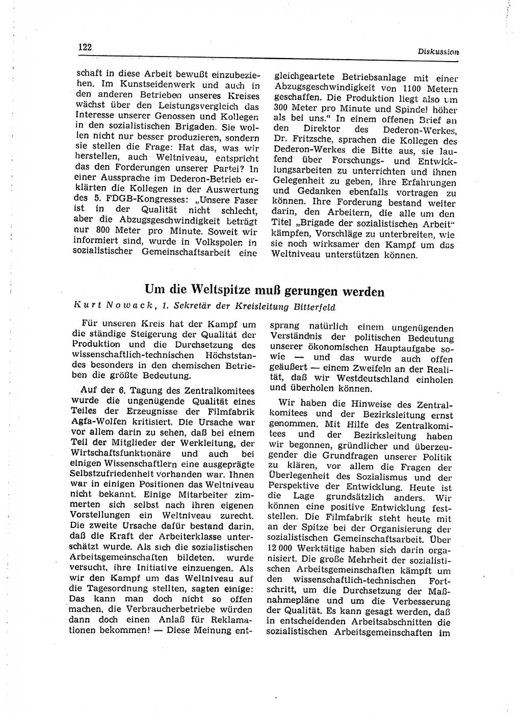 Neuer Weg (NW), Organ des Zentralkomitees (ZK) der SED (Sozialistische Einheitspartei Deutschlands) für Fragen des Parteilebens, 15. Jahrgang [Deutsche Demokratische Republik (DDR)] 1960, Seite 122 (NW ZK SED DDR 1960, S. 122)