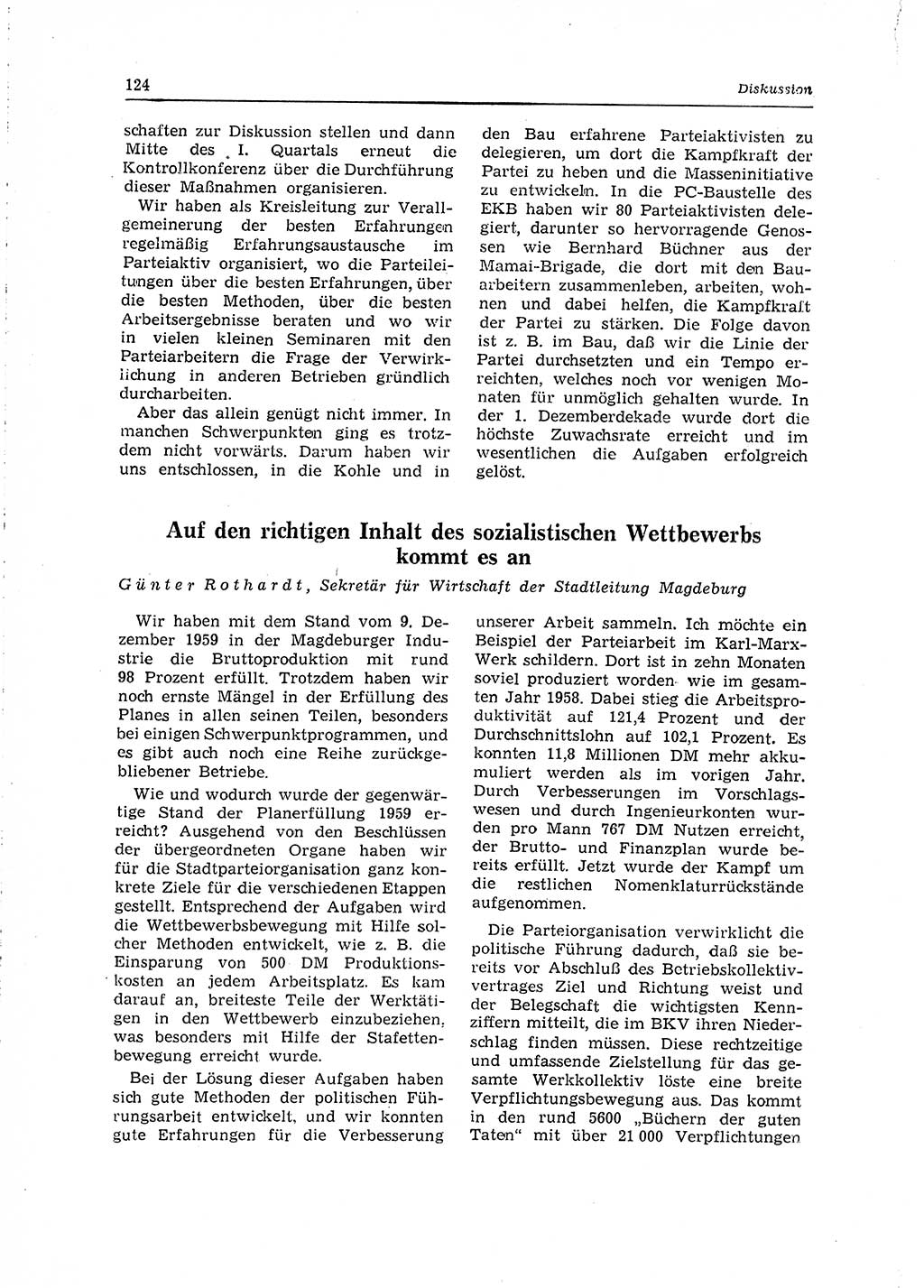 Neuer Weg (NW), Organ des Zentralkomitees (ZK) der SED (Sozialistische Einheitspartei Deutschlands) für Fragen des Parteilebens, 15. Jahrgang [Deutsche Demokratische Republik (DDR)] 1960, Seite 124 (NW ZK SED DDR 1960, S. 124)