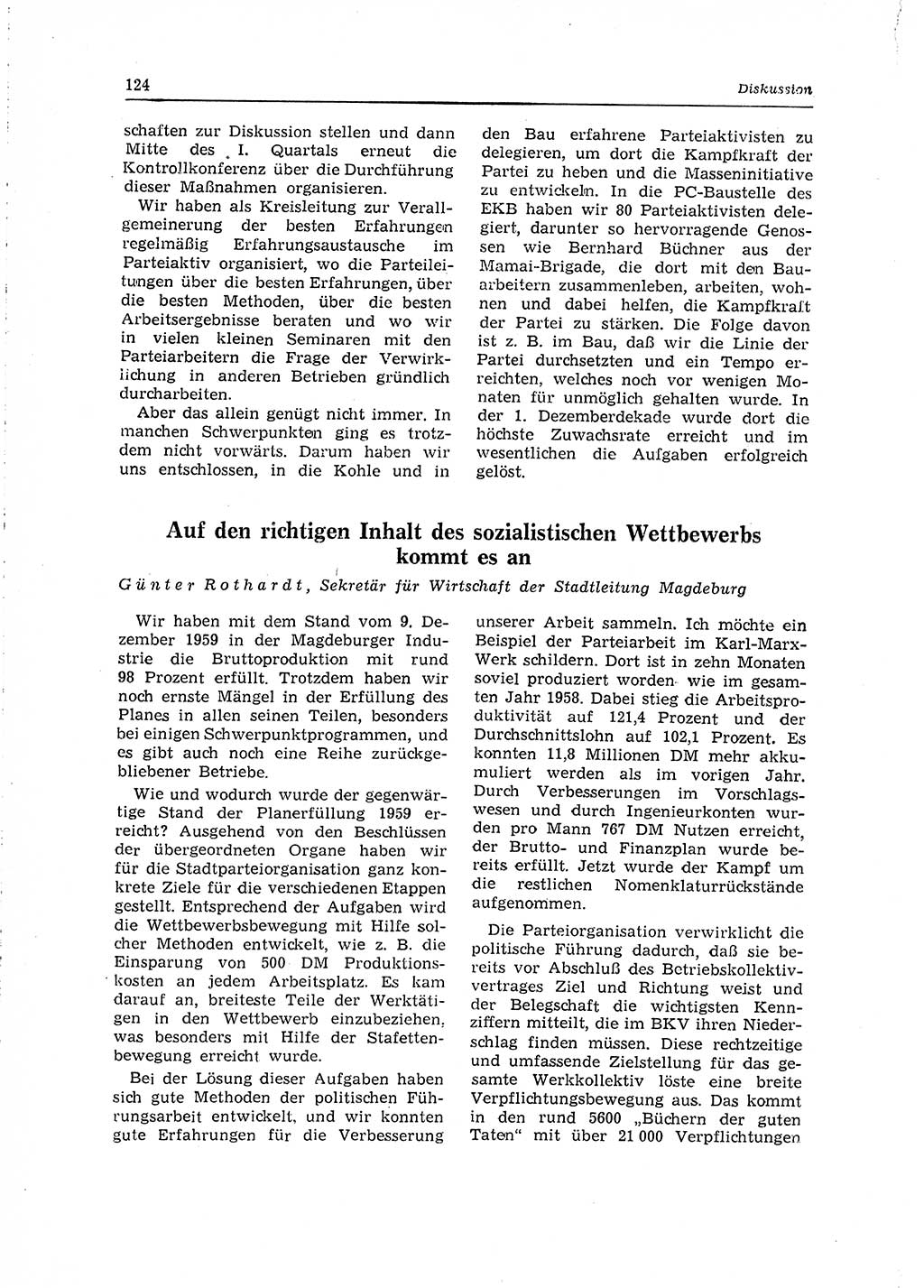 Neuer Weg (NW), Organ des Zentralkomitees (ZK) der SED (Sozialistische Einheitspartei Deutschlands) für Fragen des Parteilebens, 15. Jahrgang [Deutsche Demokratische Republik (DDR)] 1960, Seite 124 (NW ZK SED DDR 1960, S. 124)